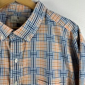 Oak Hill Button Down Shirt Mens 3XLT Orange Blue Plaid Long‎ Sleeve Big Tall